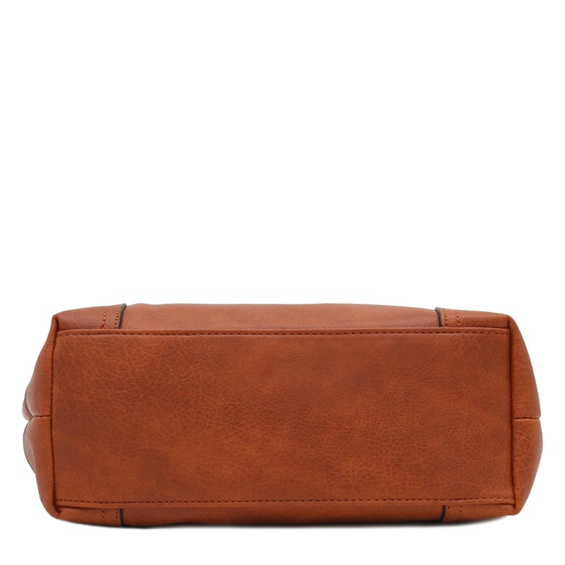 Alyssa Hobo Shoulder Bag with Big Snap Hook Hardware (Camel) - Image 4